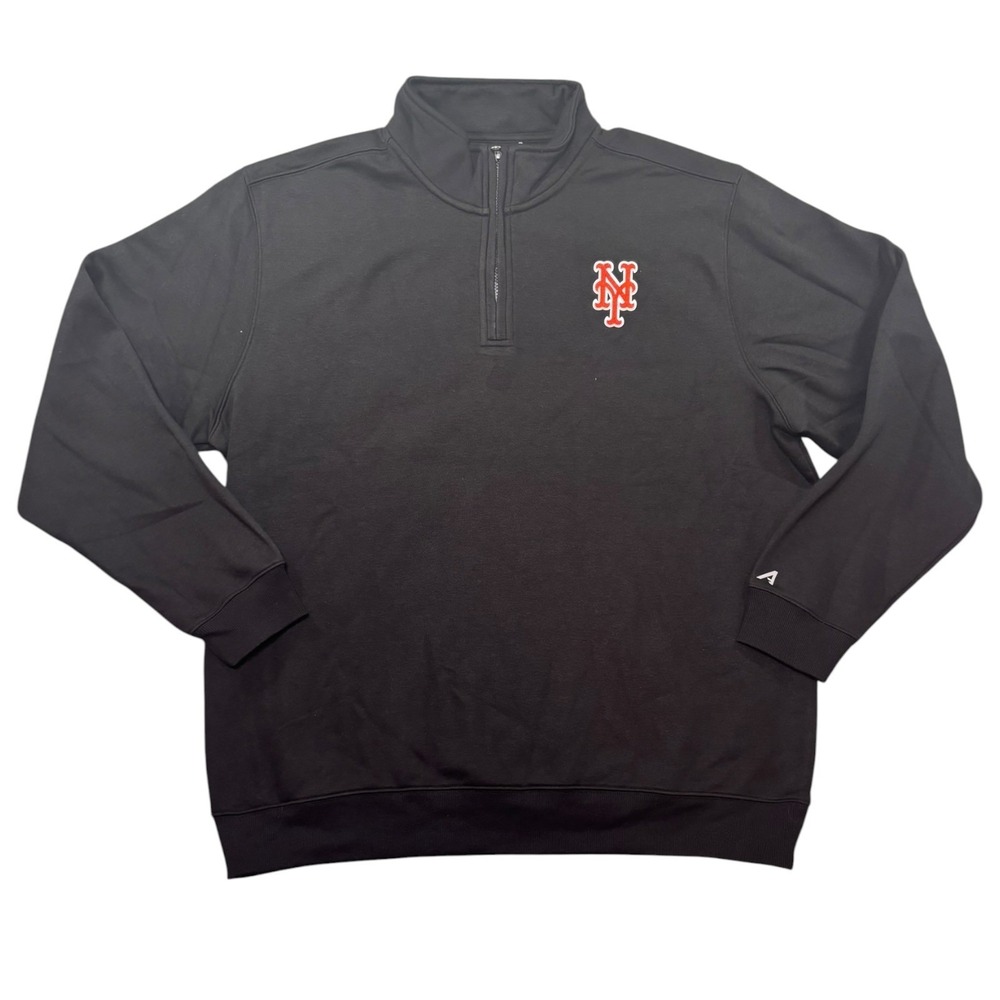 New York Mets Sweatshirt Mens XL Black‎ Antigua Baseball MLB Victory Quarter Zip